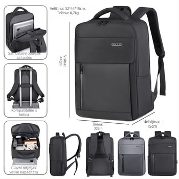 Ruksak za prijenosno računalo od Oxford platna, 20–35L, otporan na habanje, zakrivljene naramenice, poliester podstava za poslovna putovanja