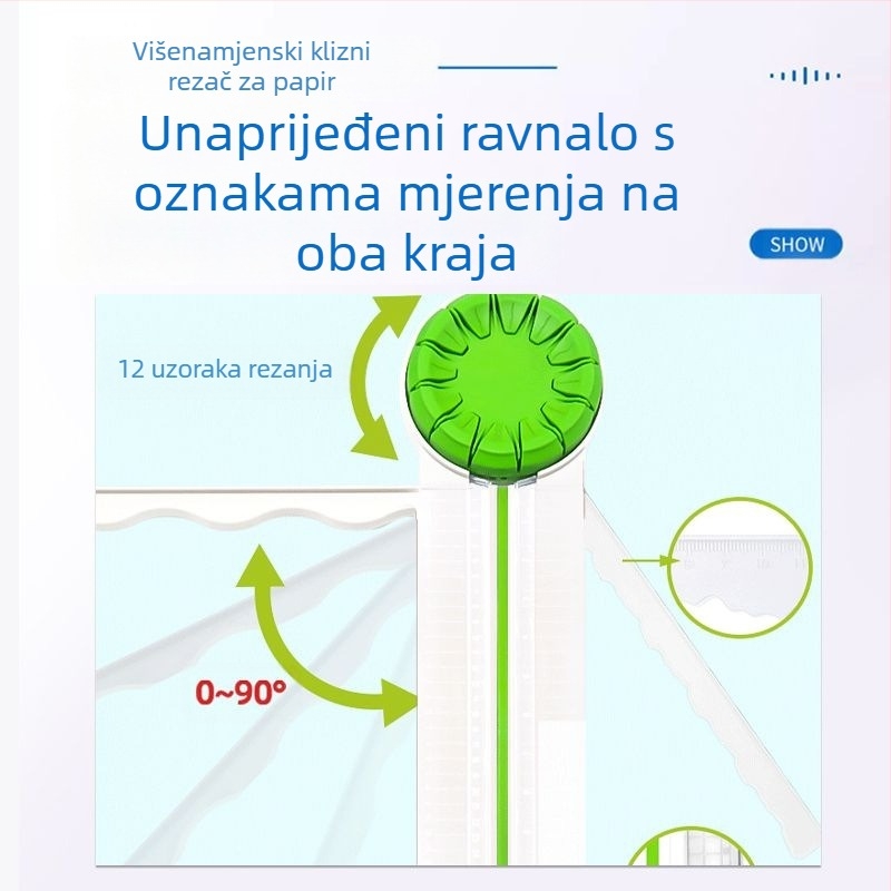 PT-001G 12-u-1 klizni mini plastični rezač papira za DIY planiranje