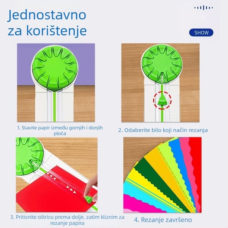 PT-001G 12-u-1 klizni mini plastični rezač papira za DIY planiranje