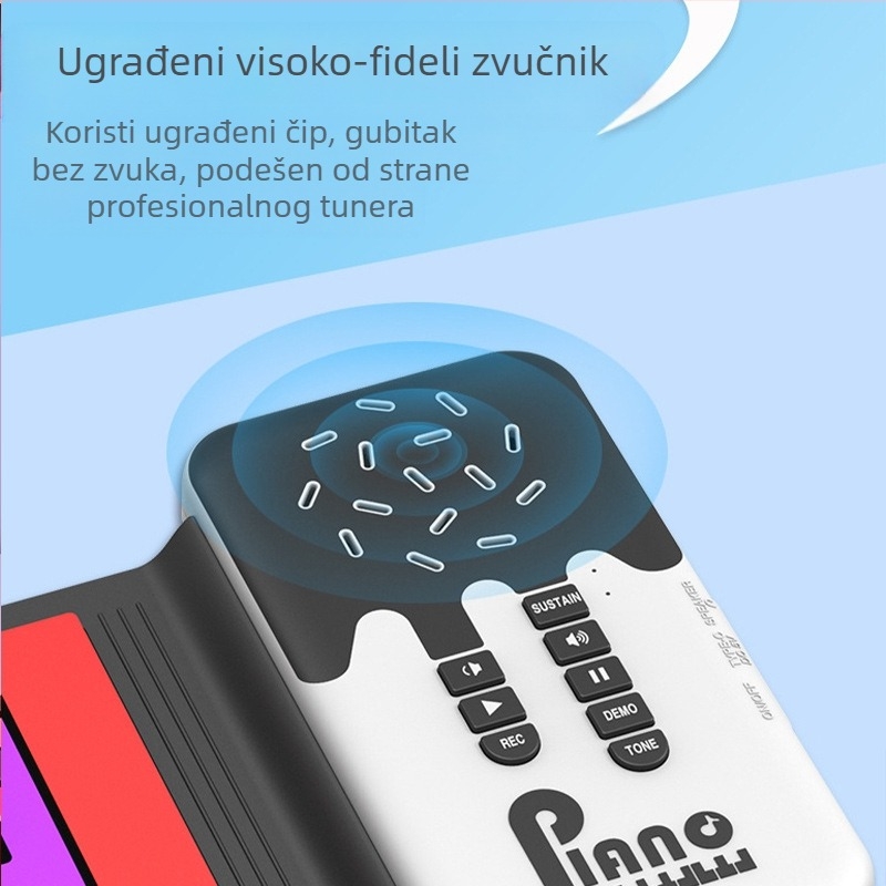 K6 Prijenosni silikon Elektronički organ s 49 tipki, ugrađeni zvučnik, 32-glazovna polifonija, 100 zvukova