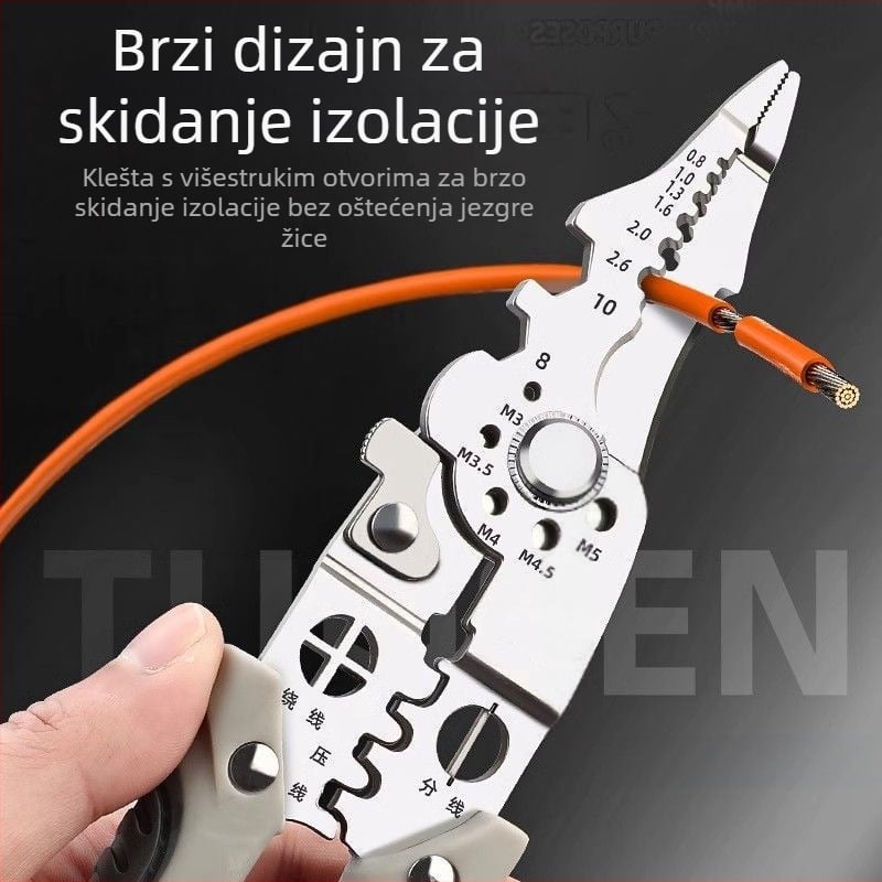 Višenamjenski kliješta za skidanje izolacije s oštrim vrhom – električarski alat