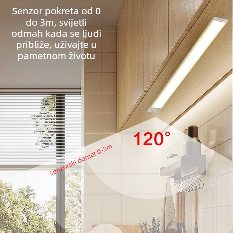 Izuzetno tanak LED trak s senzorom pokreta, samoljepljiv, punjiv, za ormariće, vinske ormariće i garderobe