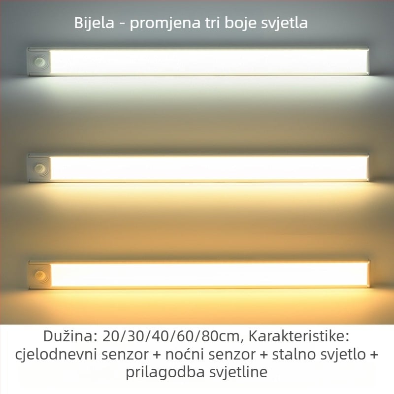 Izuzetno tanak LED trak s senzorom pokreta, samoljepljiv, punjiv, za ormariće, vinske ormariće i garderobe