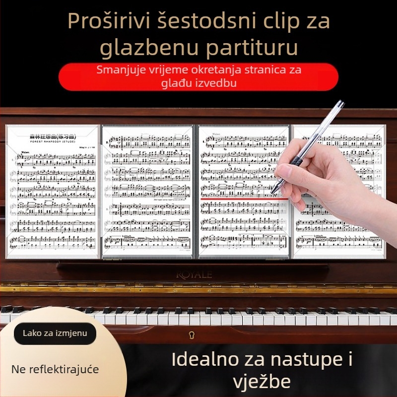 Klip za note za klavir, šestostranični proširivi i sklopivi, ABS materijal, YTK marka