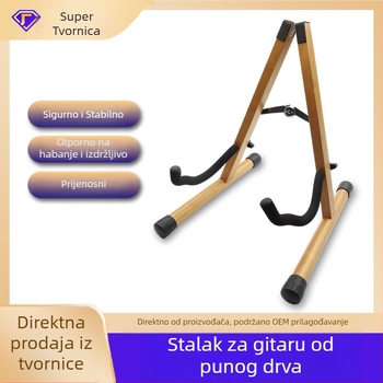 Stalak za gitaru od masivnog drveta, podni, uspravni, sklopivi tip A, za folk, klasične i bas gitare