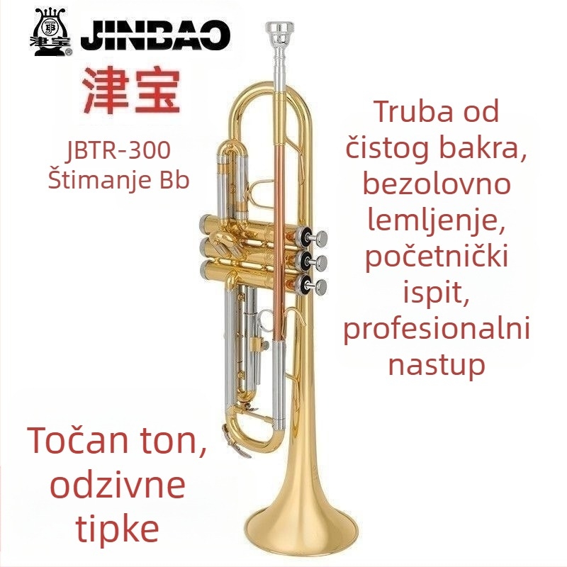 Jinbao JBTR-300 Bb truba za početnike – bakreni puhački instrument za školsku puhačku skupinu i maršband