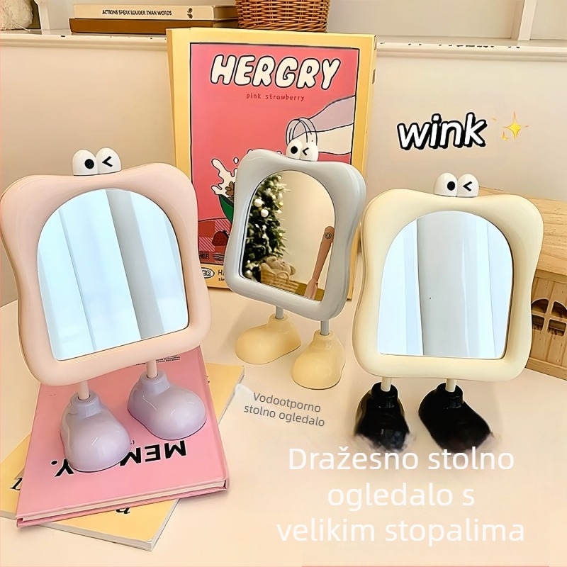 Kompaktno ogledalo za šminkanje na stolnom stalku, stil princeze, mini ogledalo za studentski dom