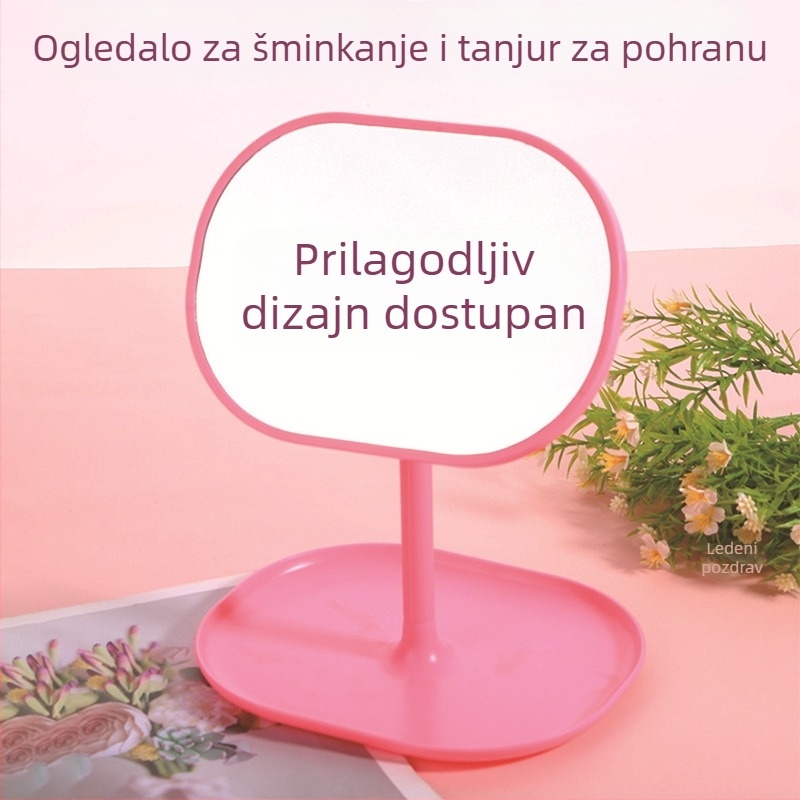 Stolno ogledalo za šminkanje, jednostrano, okvir PU/PS/PVC, ogledalo od aluminija, prilagodljivo, pakiranje 24 komada