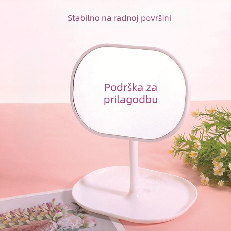 Stolno ogledalo za šminkanje, jednostrano, okvir PU/PS/PVC, ogledalo od aluminija, prilagodljivo, pakiranje 24 komada