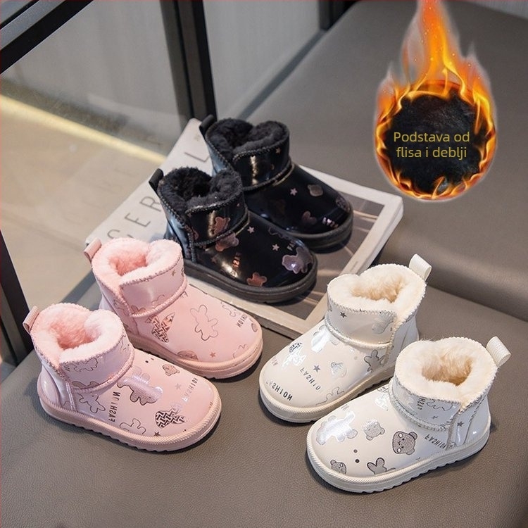Dječje gležnjače s cartoon stilom, podstavljene fleeceom i toplim pamukom, gornji materijal sintetička koža, za dob 4-6 godina