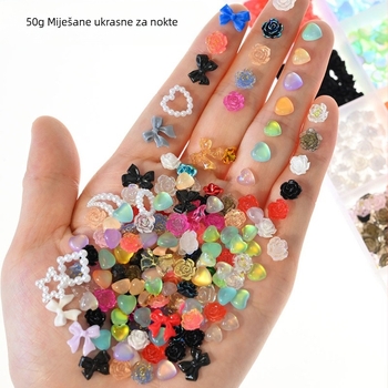 Ukras za nokte: mašna od smole sa šljokicama – naljepnica za nokte, Princes serija, sladak stil, DIY manikura