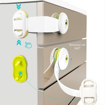 Višenamjenska sigurnosna brava za bebe i djecu – zaštita od hvatanja, brava za ladice i vrata ormarića (set od 100)