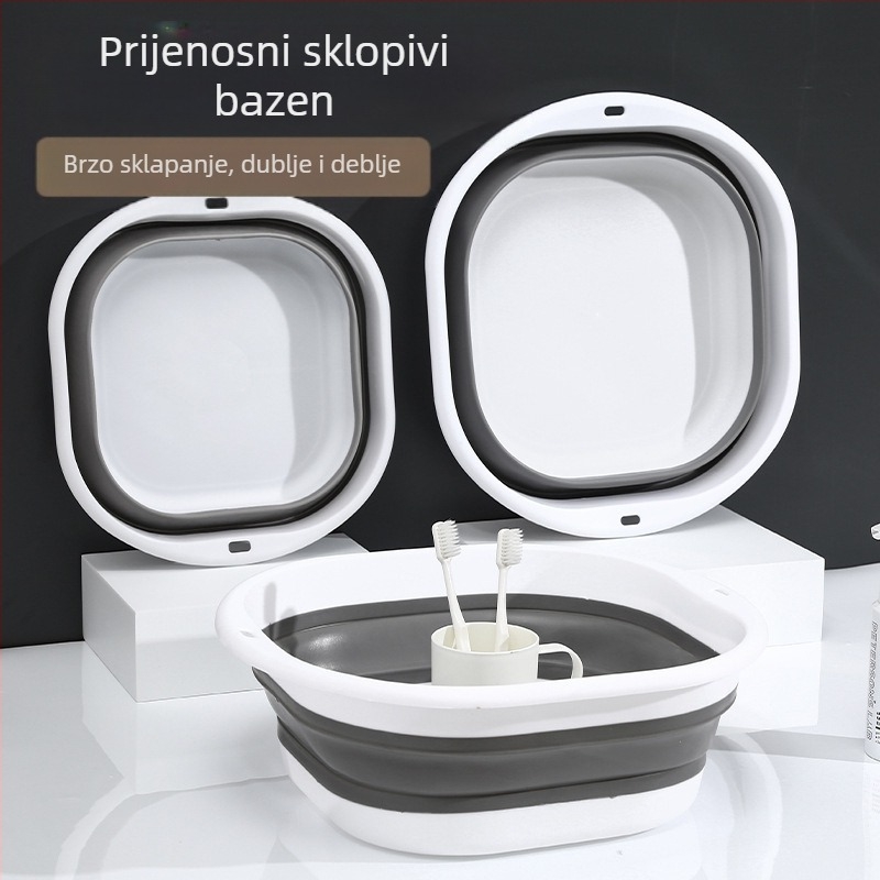 Sklopiva plastična posuda za pranje lica, kvadratnog oblika, lagana i prijenosna, ojačana konstrukcija, težina 114 g