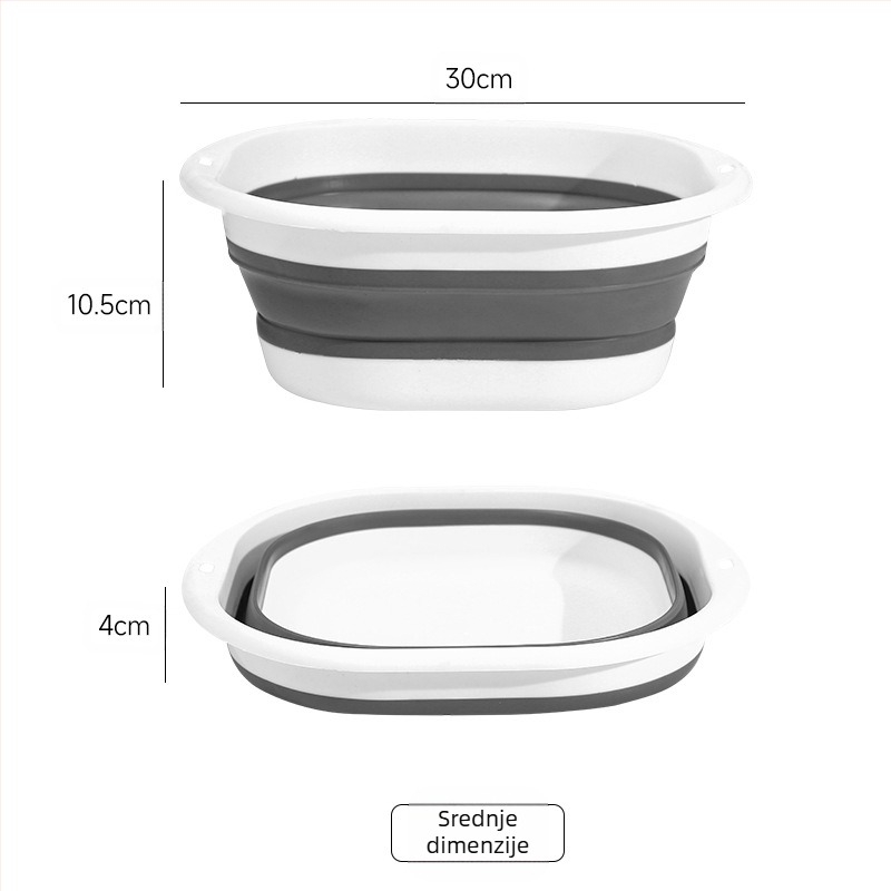 Sklopiva plastična posuda za pranje lica, kvadratnog oblika, lagana i prijenosna, ojačana konstrukcija, težina 114 g