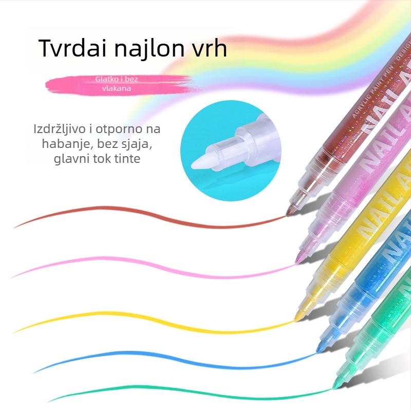 Guangna DIY olovka za umjetnost noktiju – crtanje po noktima i grafiti noktiju, brzo se suši, vodootporna, metalni akrilni marker