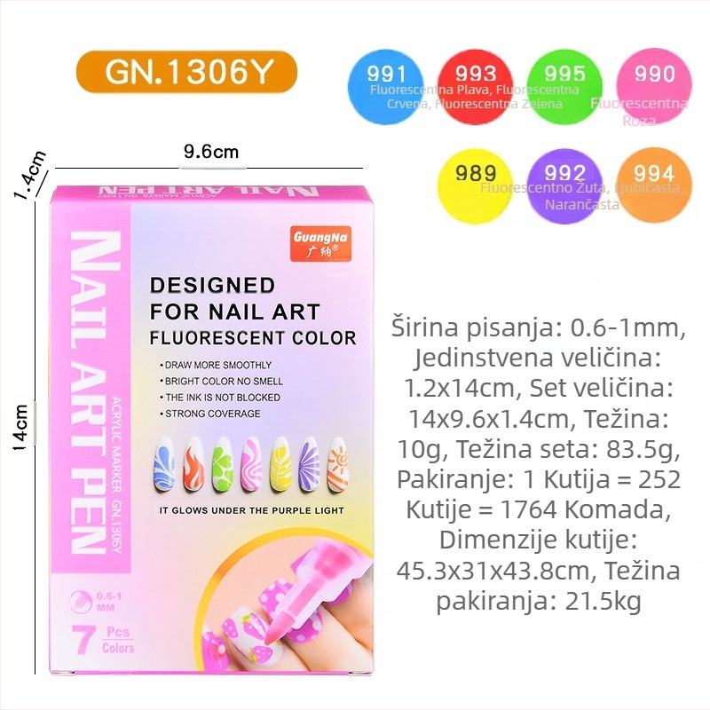 Guangna DIY olovka za umjetnost noktiju – crtanje po noktima i grafiti noktiju, brzo se suši, vodootporna, metalni akrilni marker