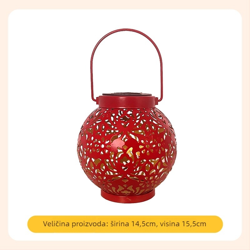 Kovani željezni solarni lanter za vrt s otvorenom kuglom u obliku tikve, LED toplo svjetlo, IP44, za vanjsku uporabu