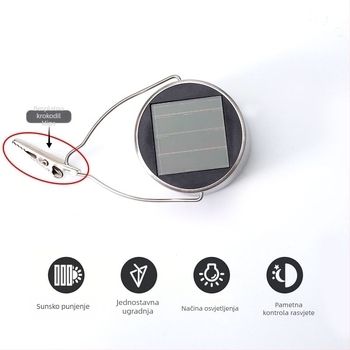 Solarna LED vanjska viseća svjetiljka, šuplja sfera, IP65, LED diode, 1.2V, 6–12h osvjetljenja