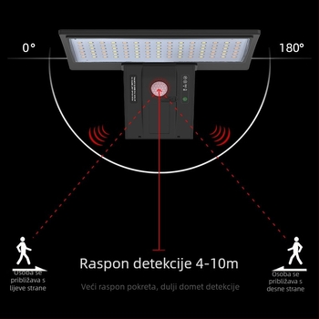 Solarna vanjska zidna svjetiljka s senzorom pokreta, IP65 vodootporna, montaža bez bušenja, solarno napajanje