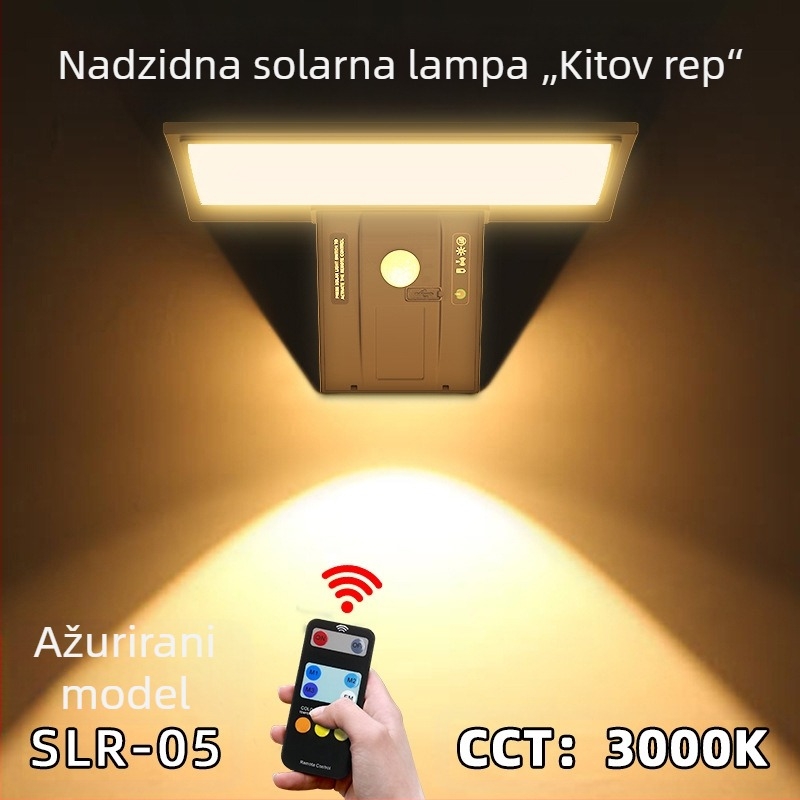 Solarna vanjska zidna svjetiljka s senzorom pokreta, IP65 vodootporna, montaža bez bušenja, solarno napajanje