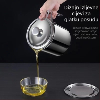 Posuda za ulje od 304 nehrđajućeg čelika, otporna na curenje, s poklopcem i filtrnom mrežicom za kuhinju