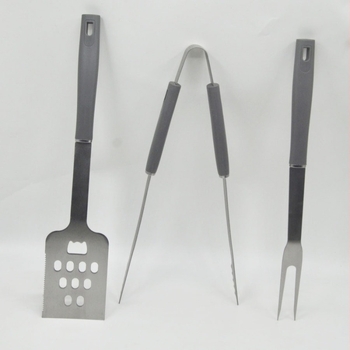 3-djelni set alata za roštilj od nehrđajućeg čelika s vilicom, lopaticom i klipsom, s PP držačima