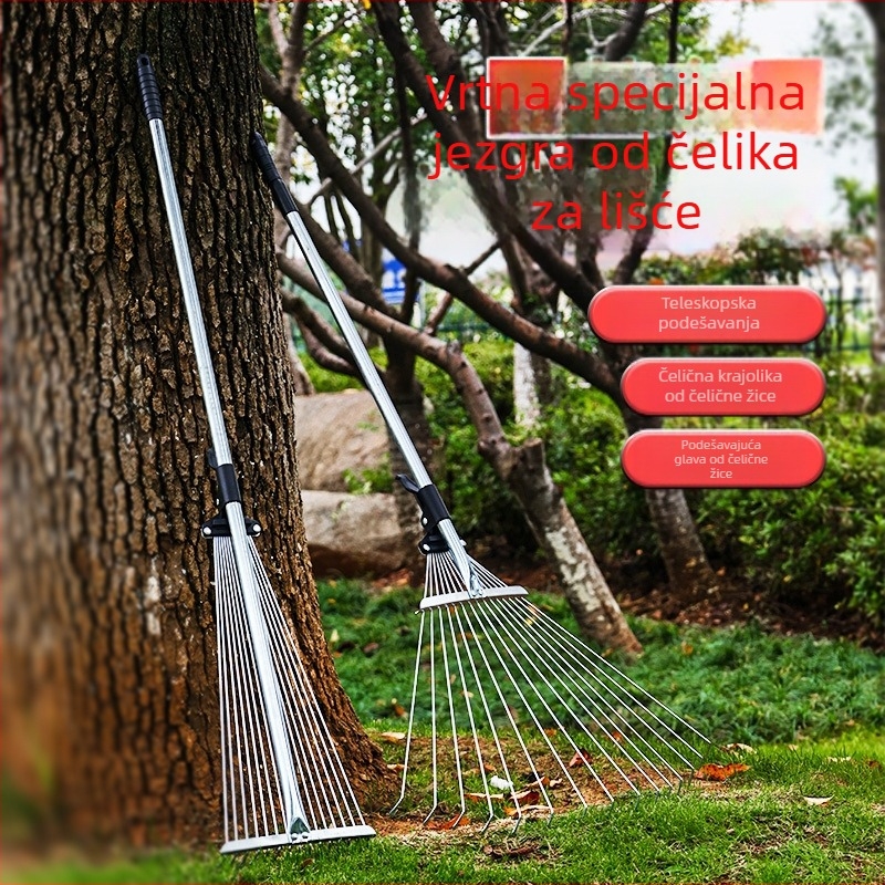 Enjoy vrtna grablja od nehrđajućeg čelika s 15 zubima, teleskopska