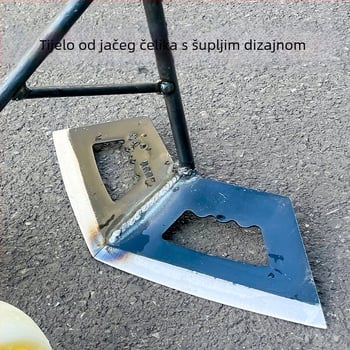 Trojedini alat za uklanjanje korova s dvokolesnim pogonom: otpuštanje tla, stvaranje brazdi i gnojidba povrća.