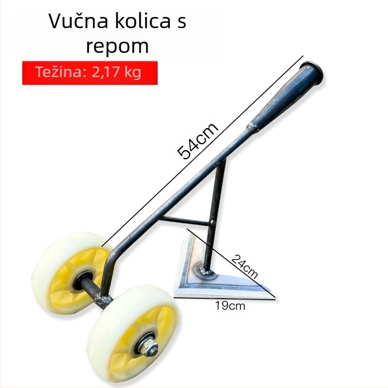 Trojedini alat za uklanjanje korova s dvokolesnim pogonom: otpuštanje tla, stvaranje brazdi i gnojidba povrća.