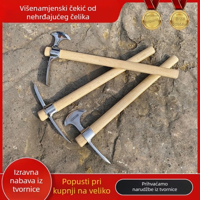 Set alata za preživljavanje od nehrđajućeg čelika: ledena sjekira, ledeni klin, križni klin, planinski alat