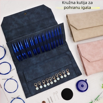 EB109 PU torbica za pohranu pribora za pletenje — torba za igle za pletenje, kružne igle i kukice, moderan minimalistički stil
