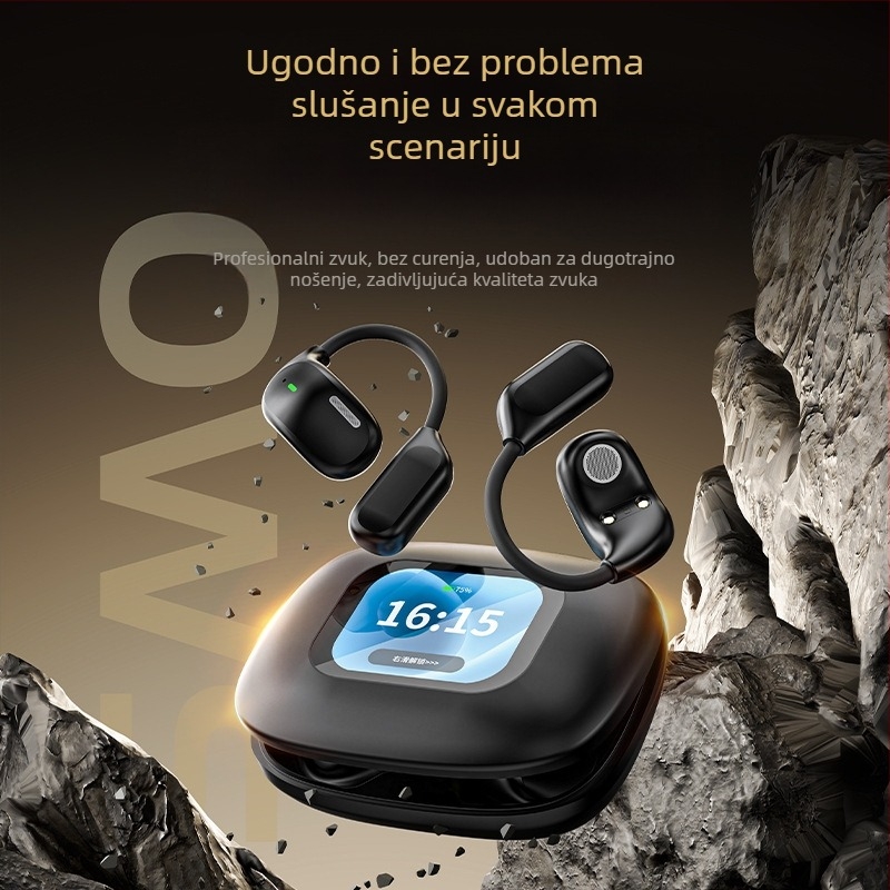 Bežične sportske slušalice s udicom za uho, dodirno upravljanje i digitalni zaslon (Bluetooth 5.4, domet 15 m, trajanje baterije 4–8 h)