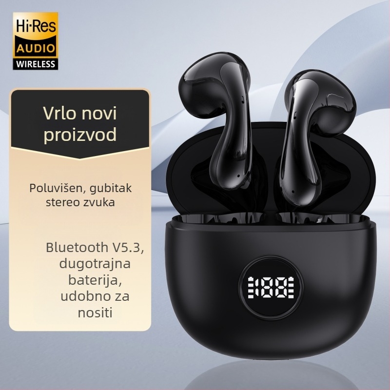 Bežične In-Ear Bluetooth slušalice s digitalnim zaslonom, niska latencija za gaming, trajanje baterije 4–8 sati, Bluetooth 5.3