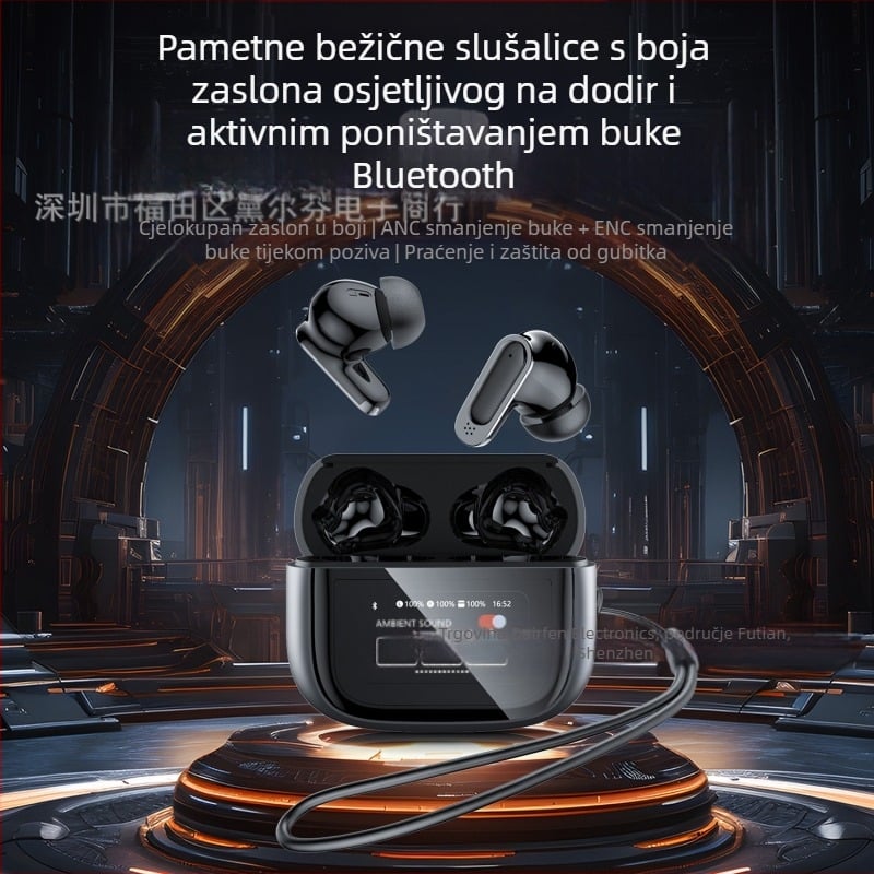 In-ear bežične Bluetooth slušalice s ANC+ENC i dodirnim zaslonom, Bluetooth 5.3, IPX5, domet 10 m, trajanje baterije 4–8 sati, stereo