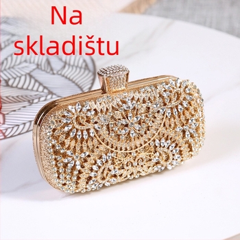 Večernja clutch torbica - legura, čvrsta konstrukcija, horizontalni kvadratni oblik, kopča s kopčom, poliester podstava