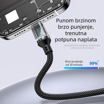 USB-C kabel s pletenim opletenjem za brzo punjenje s digitalnim zaslonom, 120W max