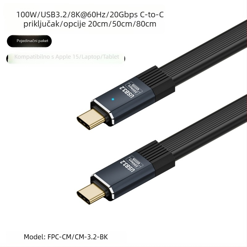 Type-C kabel za podatke – izlaz 100W, PD brzo punjenje 20Gbps, PVC kućište, marka YX