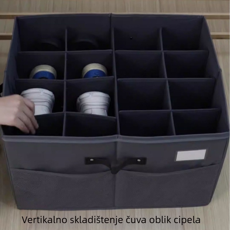Kutija za cipele od tkanine, sklopiva, prozirni poklop s zatvaračem, kapacitet 18 L, model Plug-in