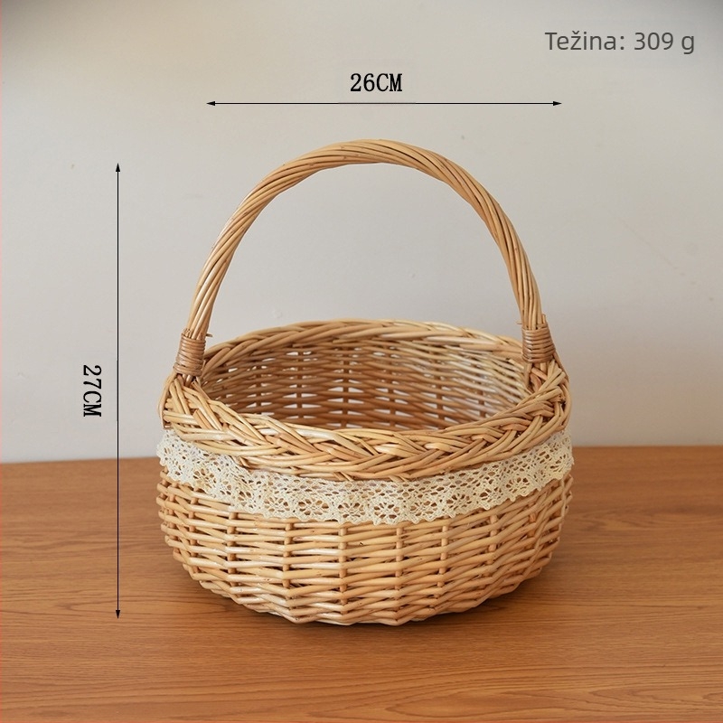 Vrbina pletena koš za cvijeće, ručno izrađena dekorativna i skladišna košara, pastoralnog stila.