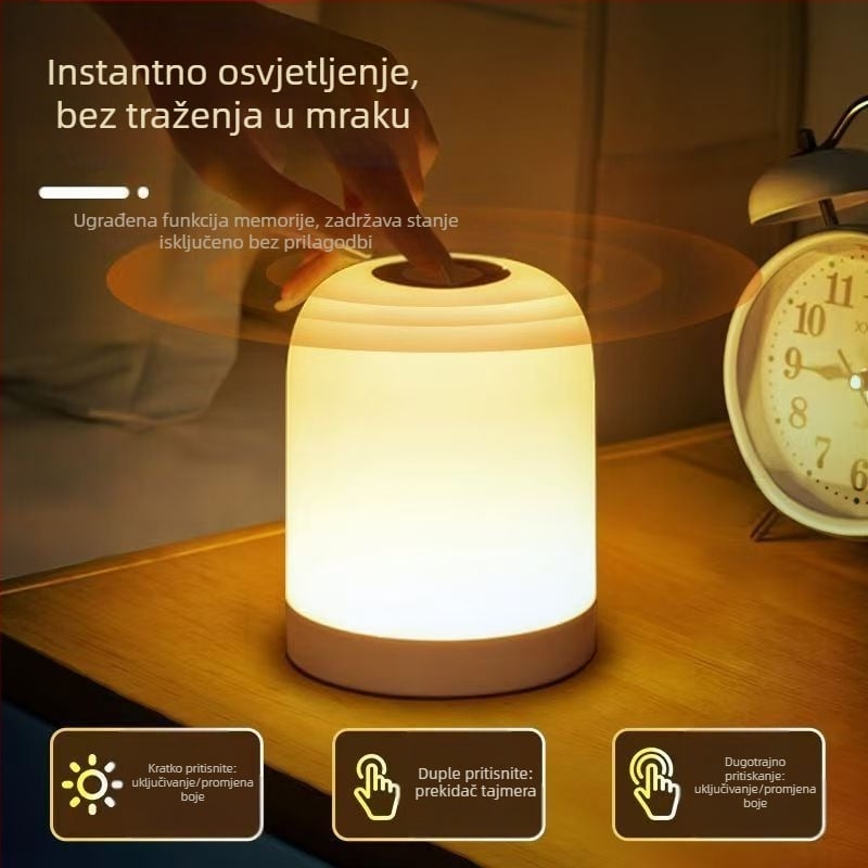 Noćna lampica s ugrađenom baterijom, daljinskim upravljačem, pametnim ambijentalnim osvjetljenjem za zaštitu očiju – pogodno za stolni prostor i krevet, aktivirano dodirom