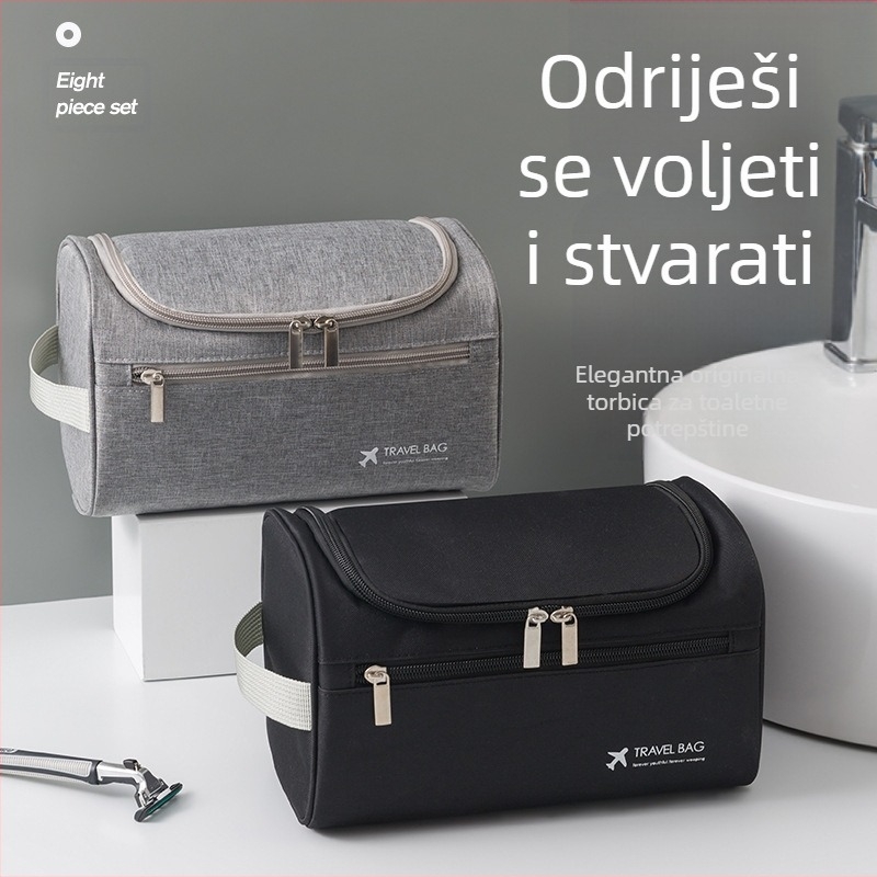Putna kozmetička torbica za putovanja, velika kapaciteta, sklopiva, s kukom, višenamjenska (materijal: 300D kation tkanina)