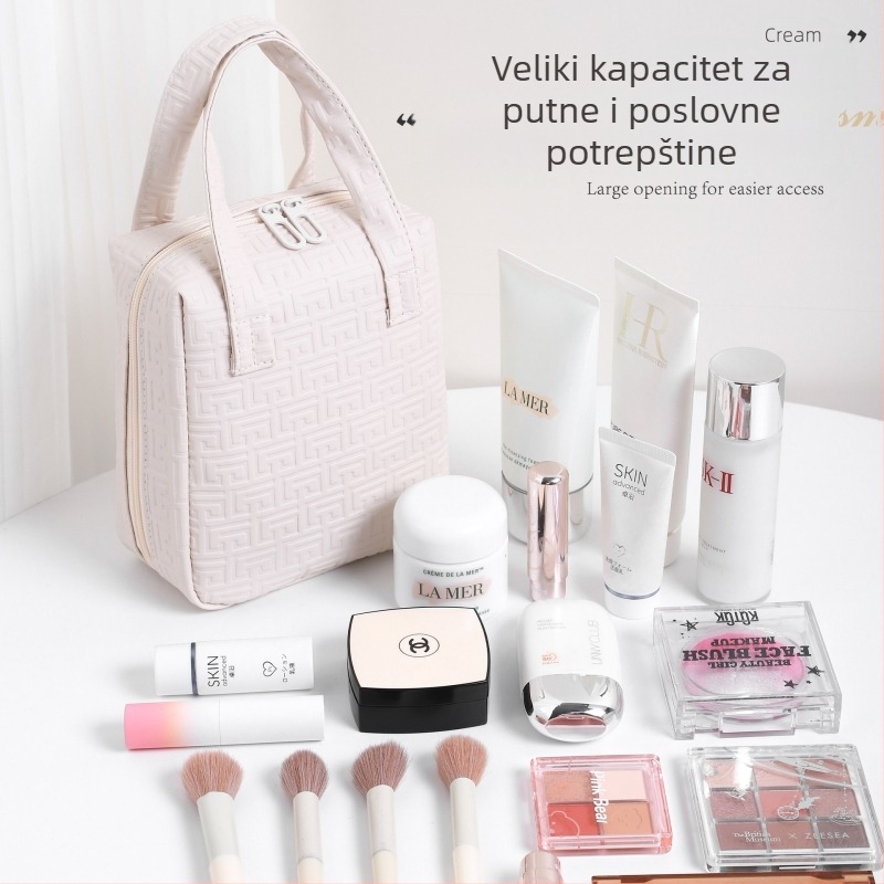 Toaletna torbica od PU kože, s dizajnom školjke, velikog kapaciteta za putovanja, gradski minimalistički dizajn