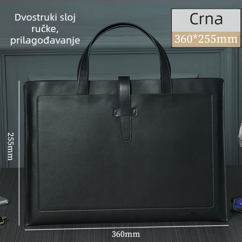 Poslovna kožna torba za dokumente A4, s kožnom kopčom, otisnut logotip, vodootporna i otporna na habanje, velika kapaciteta, PU koža, podstava od poliestera, marka Yujingxuan