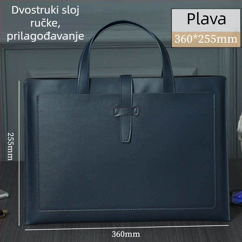 Poslovna kožna torba za dokumente A4, s kožnom kopčom, otisnut logotip, vodootporna i otporna na habanje, velika kapaciteta, PU koža, podstava od poliestera, marka Yujingxuan