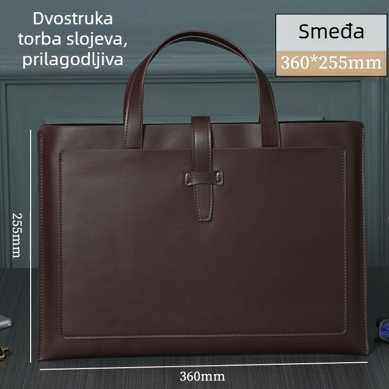 Poslovna kožna torba za dokumente A4, s kožnom kopčom, otisnut logotip, vodootporna i otporna na habanje, velika kapaciteta, PU koža, podstava od poliestera, marka Yujingxuan