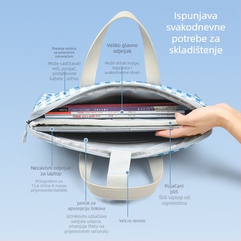 Unisex torba za laptop, vodootporna, ultra lagana, otporna na udarce, poliester