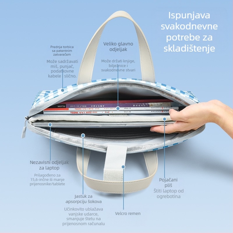 Unisex torba za laptop, vodootporna, ultra lagana, otporna na udarce, poliester