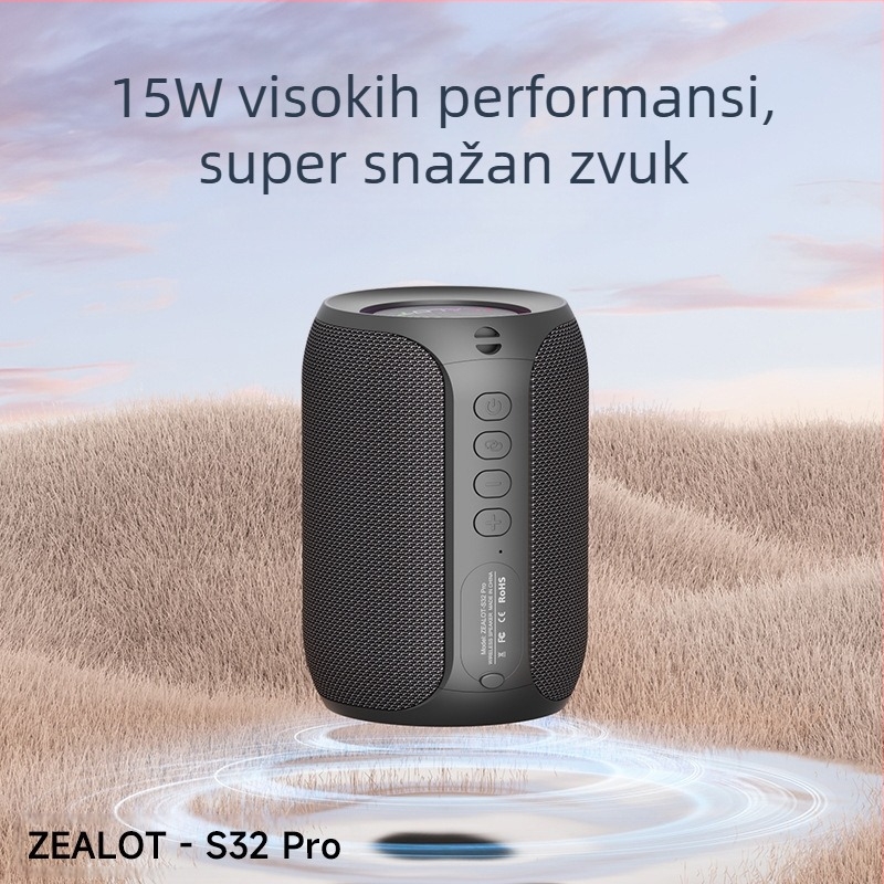 Prijenosni Bluetooth zvučnik s subwooferom za vanjsku upotrebu - 16W, frekvencijski raspon 100 Hz-20 kHz, SNR ≥75 dB, IPx3, ugrađena baterija 2000-4000 mAh
