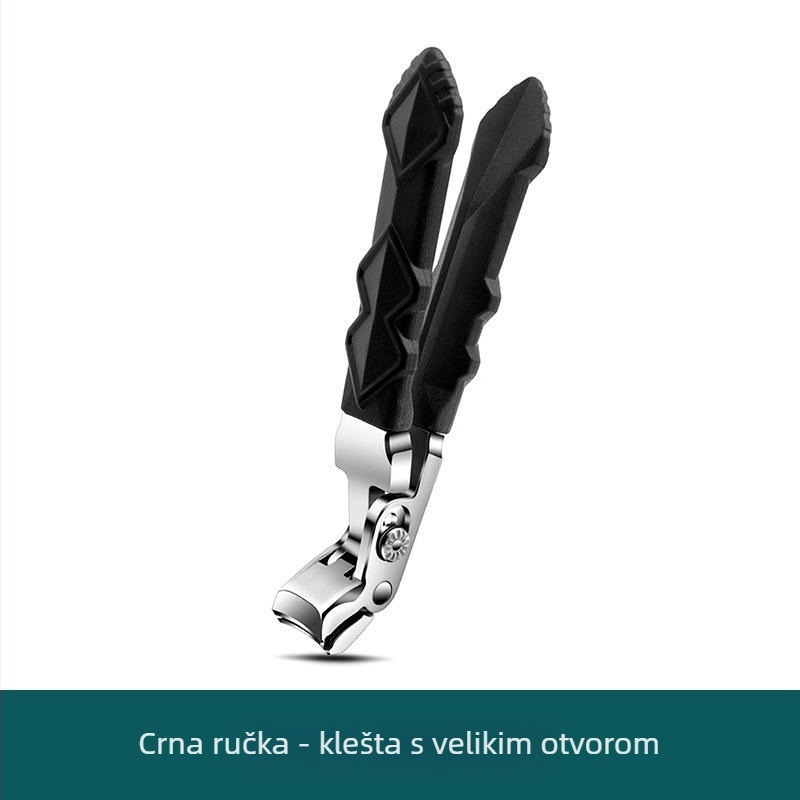 Klešta za nokte s dugom drškom i zakrivljenom glavom, nehrđajući čelik, velik otvor, za njegu noktiju i pedikuru