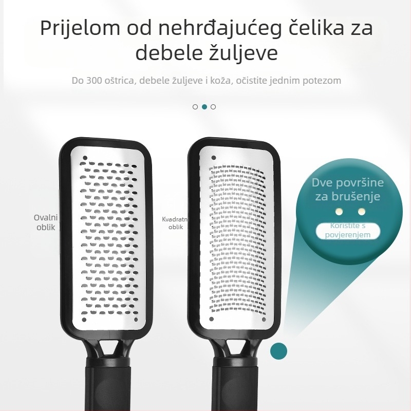 Pilnik za stopala za pedikuru, kvadratni oblik, ABS + 304 nehrđajući čelik, pakiranje 100 kom., Minnie